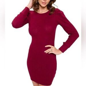 NWT Bestow Women’s Red Fitted Long Sleeve Ribbed Bodycon Dress - Size XS